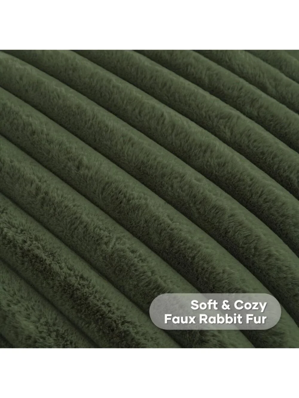 Set of 2 Olive Green Fluffy Faux Fur Throw Pillow Covers 18x18